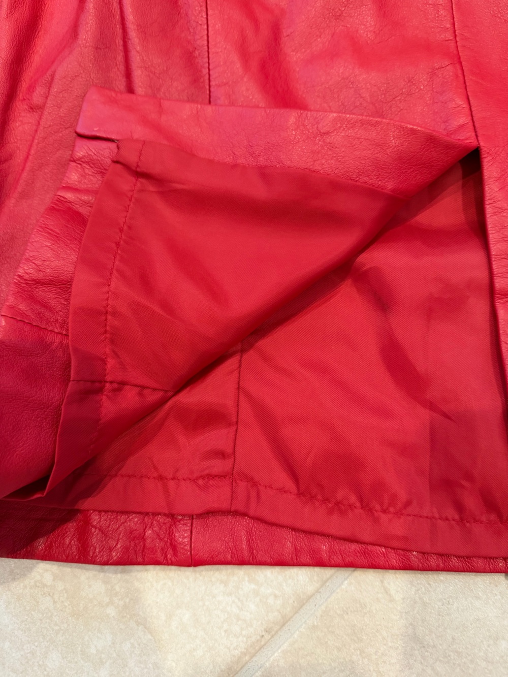 Ralph Lauren Vintage Red Leather Dress - Picture 4 of 7
